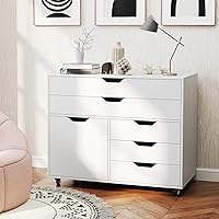 Vista 4 de Archivador, archivador blanco con ruedas universales, soporte para impresora de madera con almacenamiento, archivadores rodantes para oficina