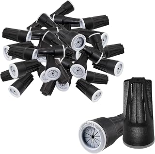 Litoexpe 50 Pieces Waterproof Wire Connectors, Waterproof Wire Nuts Black Direct Burial Wire Nuts for Outdoor Landscape Lighting, Irrigation Valves, 0.93 x 0.47 Inch