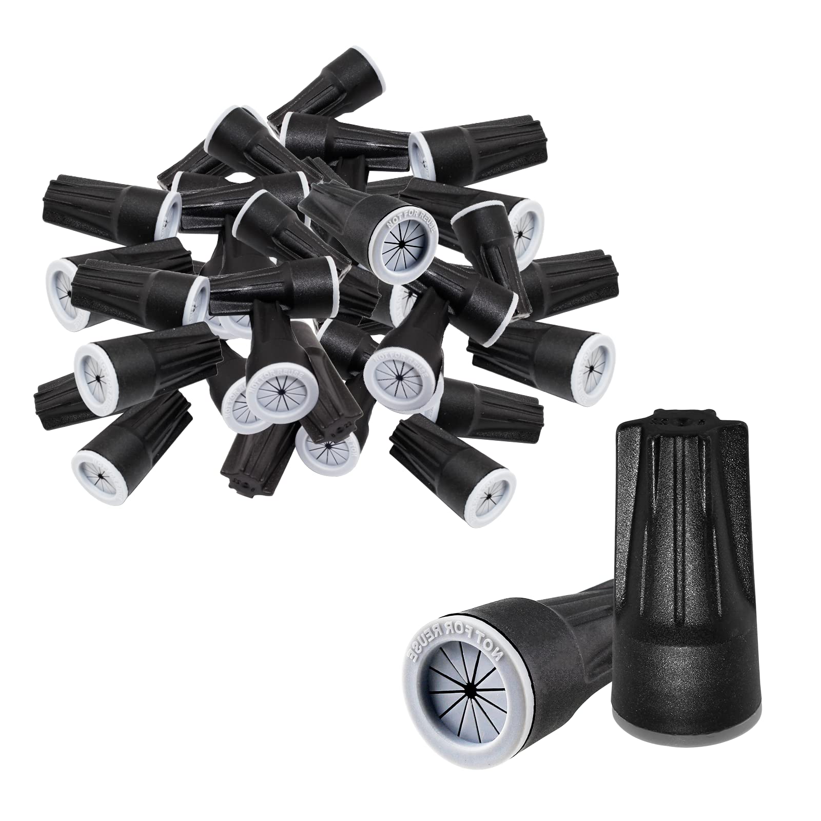 Litoexpe 50 Pieces Waterproof Wire Connectors, Waterproof Wire Nuts Black Direct Burial Wire Nuts for Outdoor Landscape Lighting, Irrigation Valves, 1