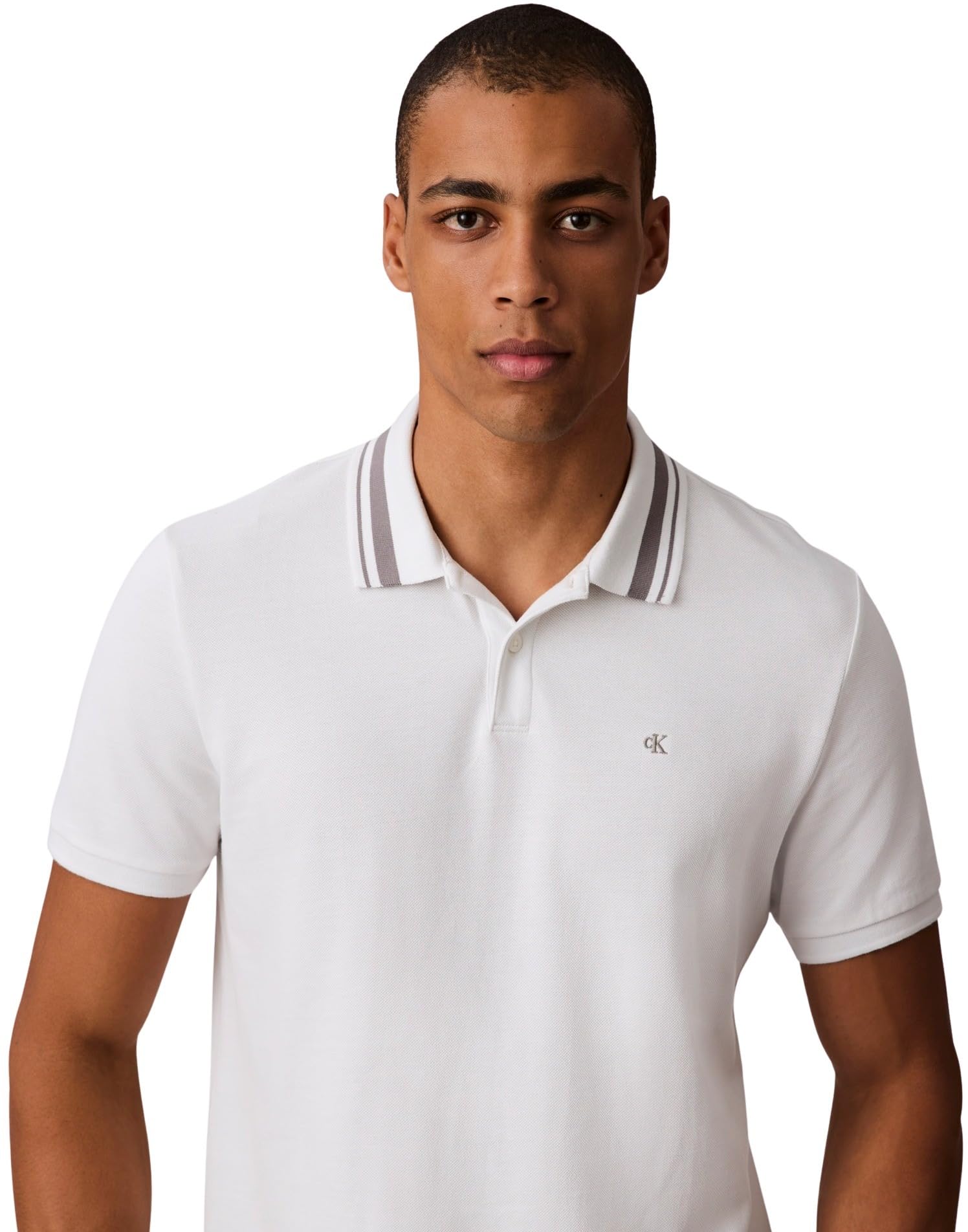 Calvin Klein Polo de Manga Corta Hombre Monogram Pique Tipped de algodón