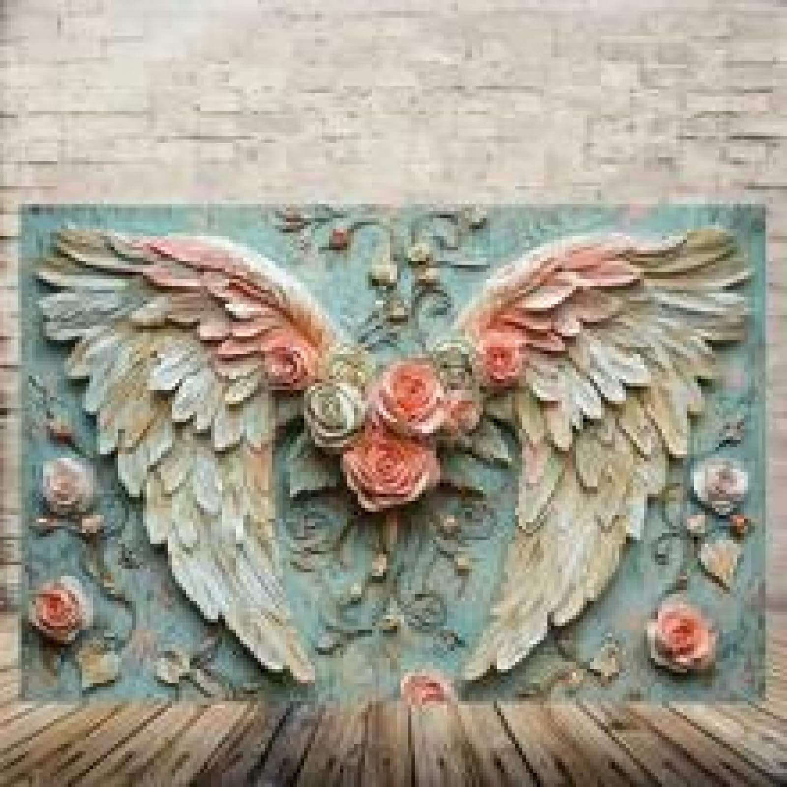 Impression d'art esthétique ailes effet 3D sur toile de lin avec cadre premium - 8