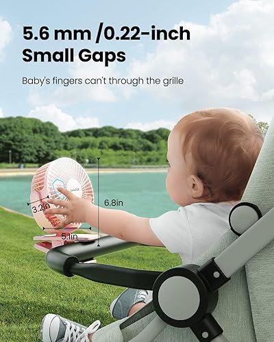 Miniatura 3 de Gaiatop Ventilador portátil con clip, funciona con pilas, pequeño y potente de 3 velocidades, silencioso de rotación de 360, mini ventilador de