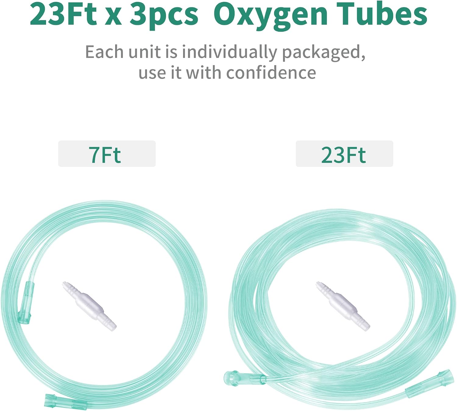 ANSNF 23ft High Flow Oxygen Tubing with Connector, 3 Pack Green