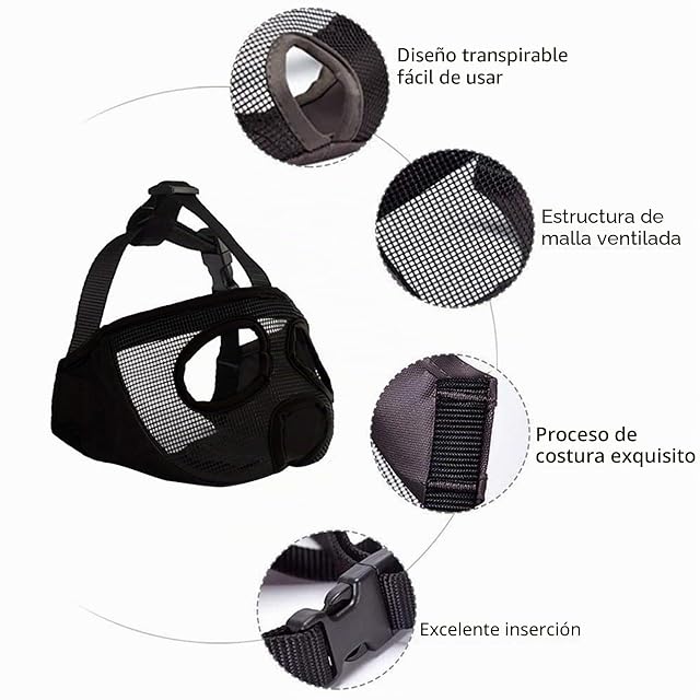 Foto 3 de 7 de JYHY - Bozal Corto para Perro con Forma de Bulldog de Malla Transpirable Ajustable para mascarar, Cortar…