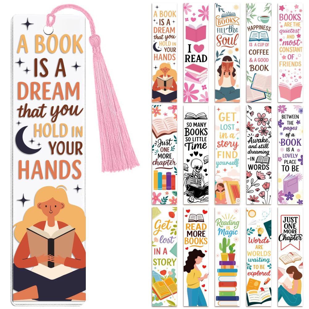 Peacoblue 30pcs UV DTF Bookmarks Wraps Transfer Stickers Reading and Book Lovers for Women Men Reading, Waterproof Bookmarkers Decal(No Blank Bookmarks) for Acrylic Plastic Metal Blank Bookmark