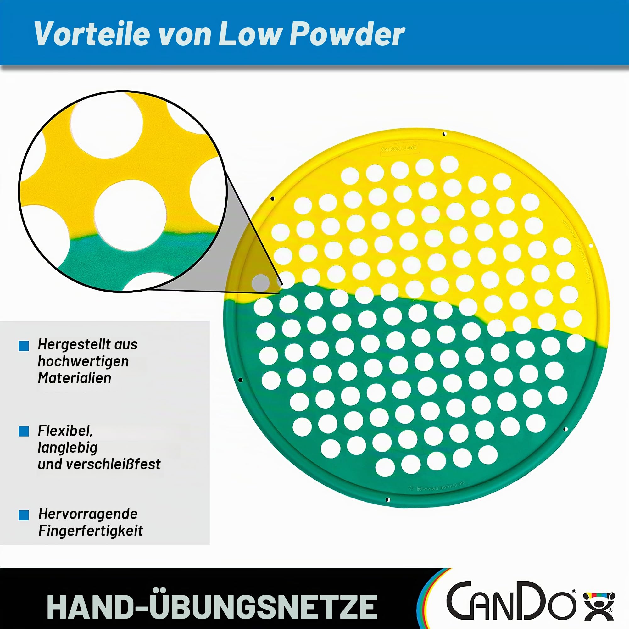 CanDo Power-Web Handtrainer, Handtrainer Web - Kombi - Durchmesser 35,6 cm, 10-0857 yellow / x-light & green / medium 41 EU