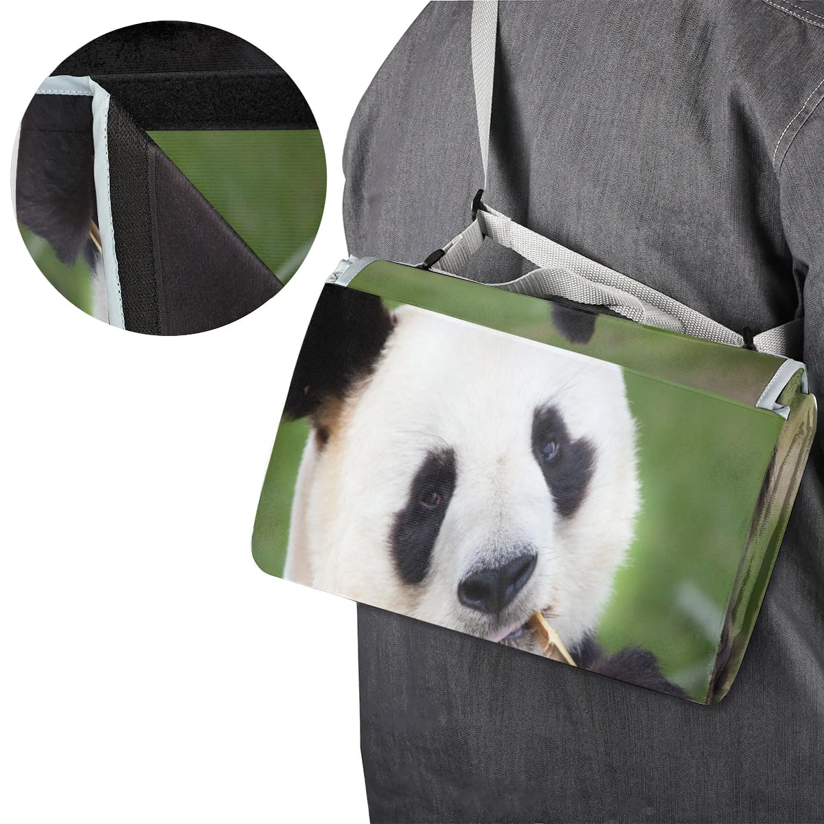 Manta de picnic con diseño de panda gigante de 150 x 145 cm, manta de playa plegable para exteriores, impermeable, para playa, camping, senderismo, picnic