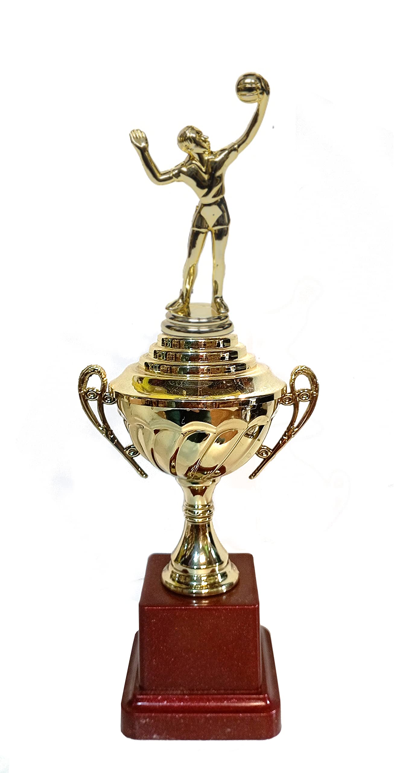 Be Win Cup Designed Fiber Trophy for Sports Events, Functions, Tournaments & Competitions Size Approximate 12" Inches (Volleyball)-image-2