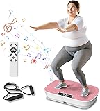 Vibration Plate Exercise Machine - Bluetooth Music & 400LBS Capacity Vibration Plate for Lymphatic Drainage & Weight Loss with 99 Speed Levels, Whole Body Waver Vibration Plate for Home Fitness Pink