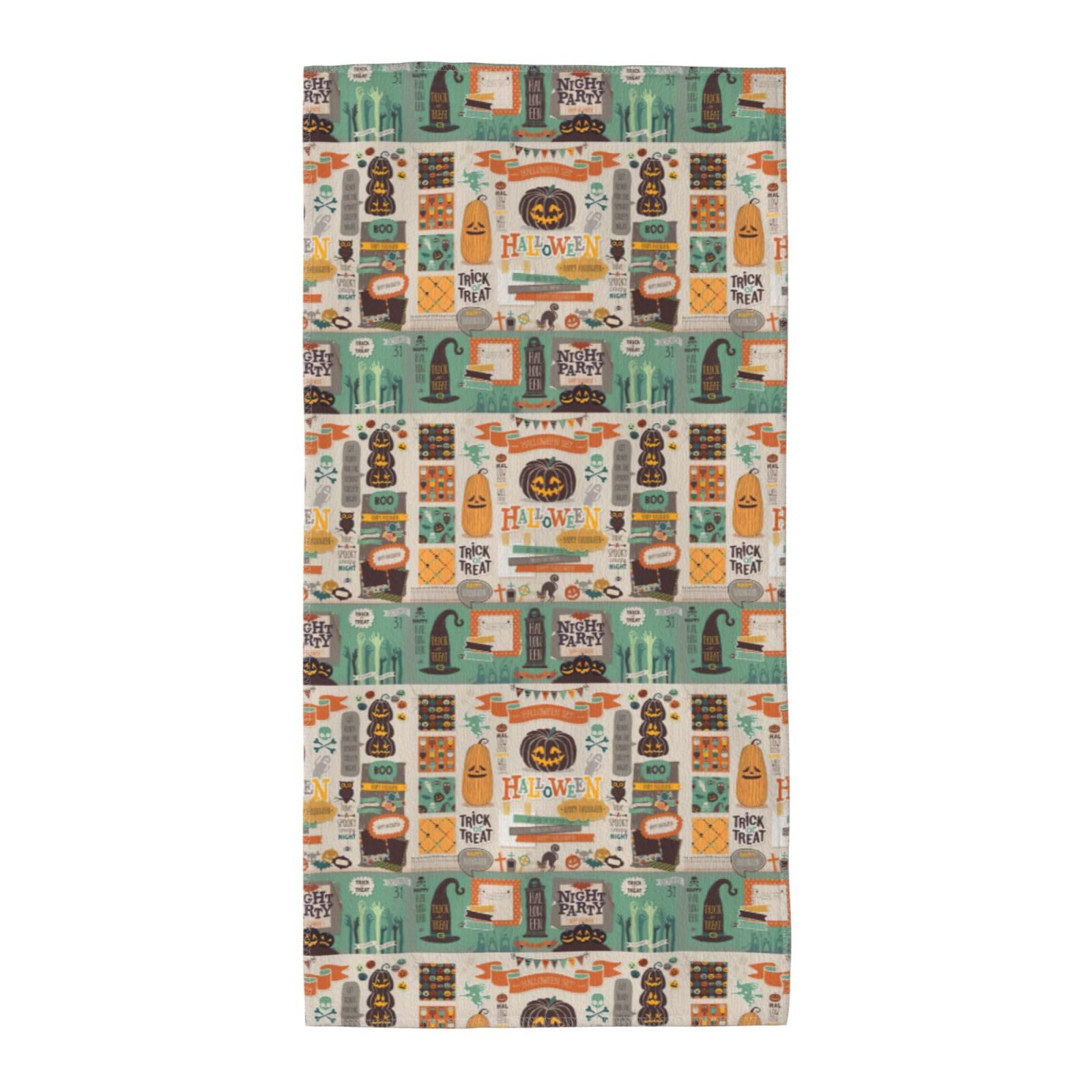 SDEGTHO Halloween Scrapbook Fashion Printed Bath Towel High Water Absorption For Hiking Trip