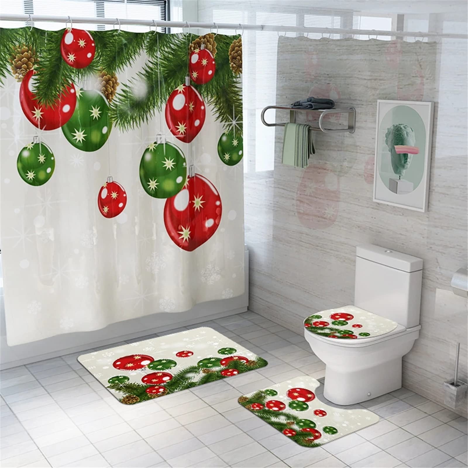 Tappetini da Bagno Tappeto da bagno tende doccia skidproof cover tappeto per il Bagno(4 PCS)
