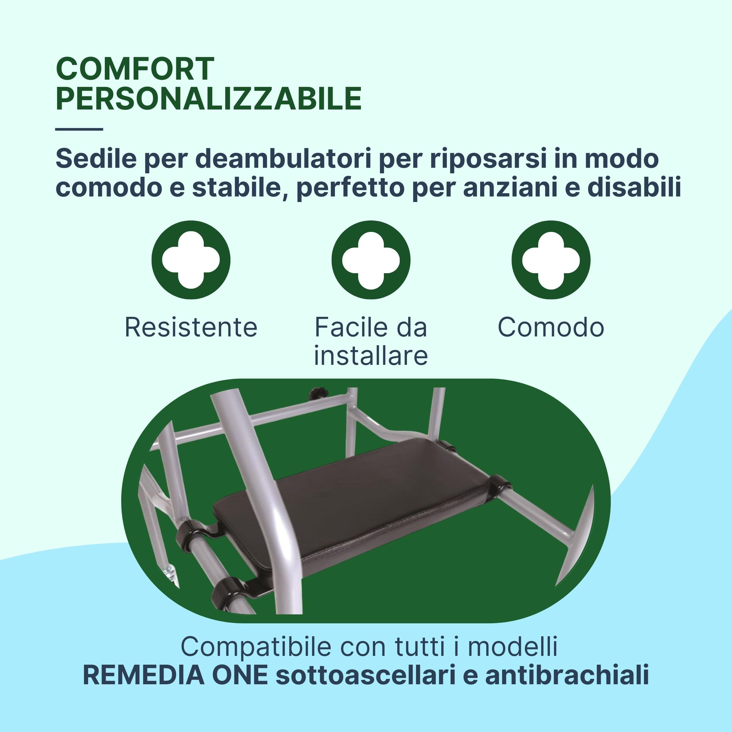 Sedile Imbottito per Deambulatori – Compatibile con Deambulatore 4 Ruote Anziani - Seduta 41 Cm