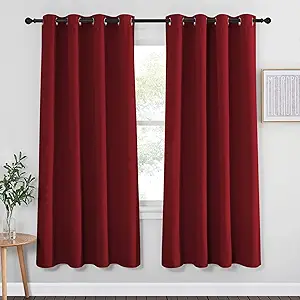 NICETOWN Blackout Curtain Panel Grommet - Home Decorations Thermal Insulated Solid Grommet Top Blackout Living Room Panel/Drape for Gift (Burgundy Red, 1 Panel, 52 x 72-inch)