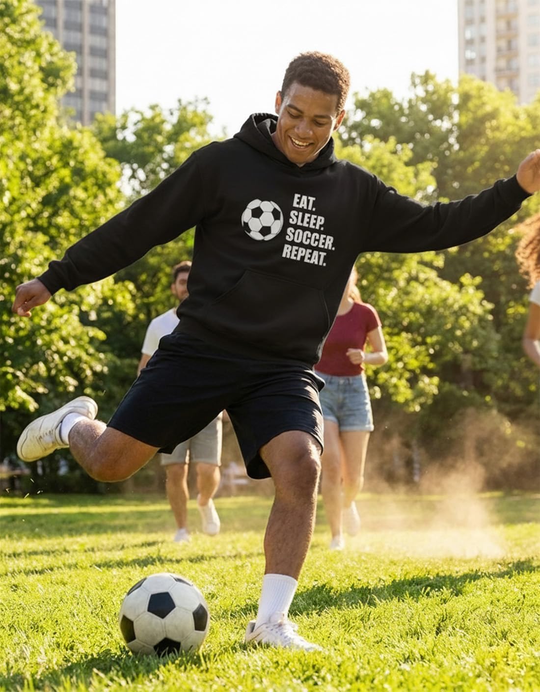 Tstars Eat Sleep Soccer Repeat Hoodie - Sporty Sweatshirt Men & Boys - Gift for Coaches, Teen Players, and Sports Fans - Image 5