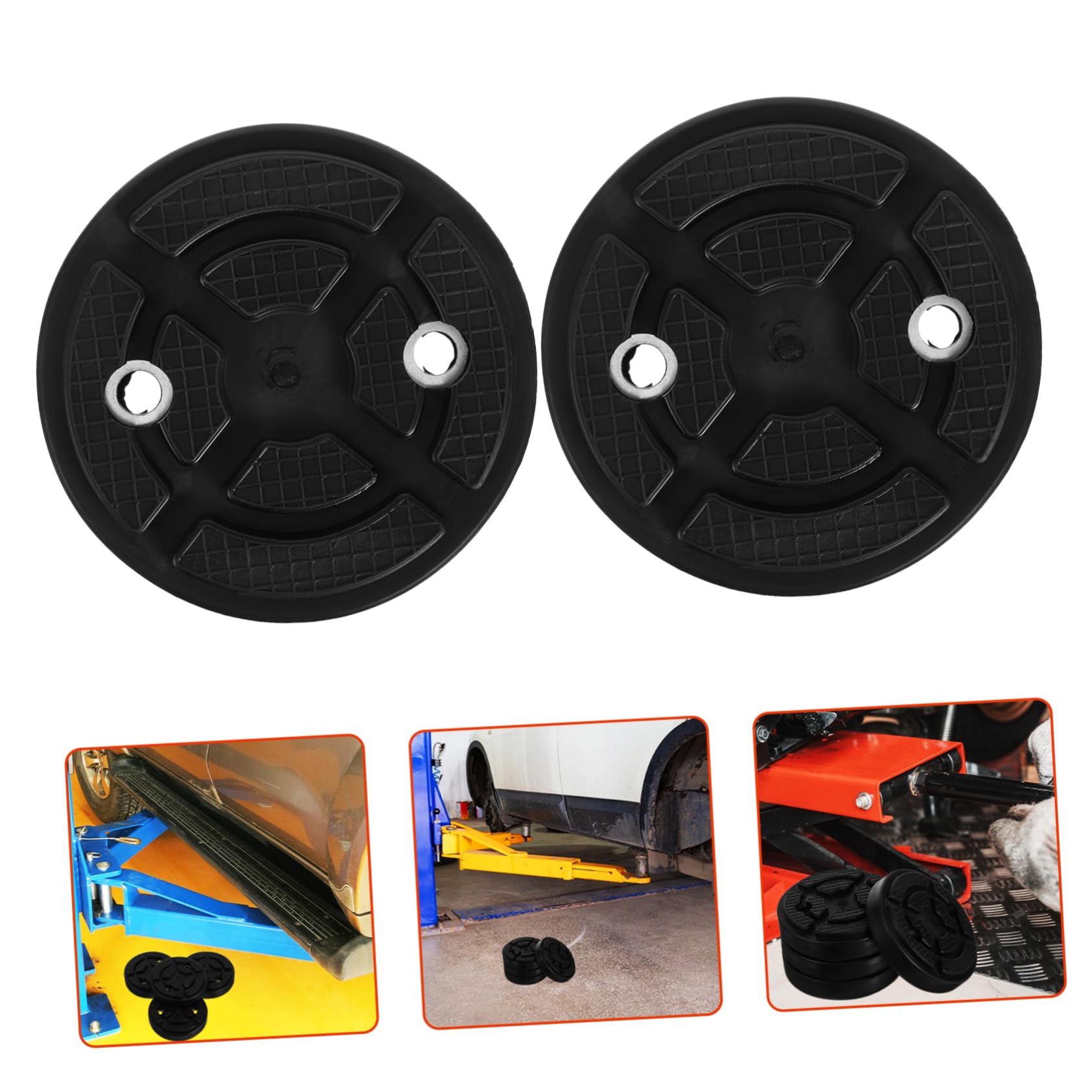Tamponi in Gomma Diametro Interno 10,8 Cm 4 Pezzi Protezione Carrozzeria e Sollievo Pressione Distanza Fori 7 Cm per Ponte Sollevatore Auto a Due Colonne
