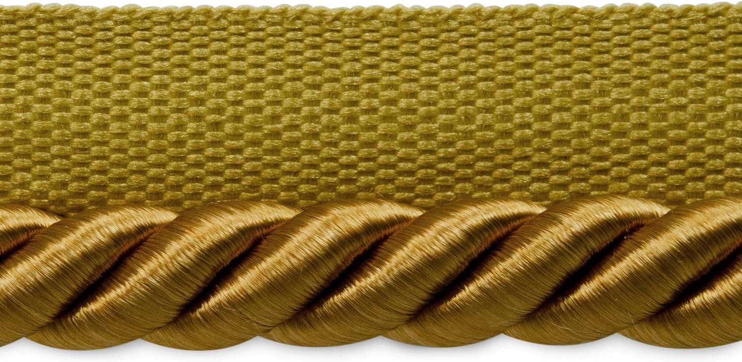 Trims by the Yard Emmerson 1/4" Twisted Lip Cord Trim, Versatile Trim for DIY Crafts, Picture Frames, Home Decor, and Fashion Items, 100-Yard Cut, Gold/Brown