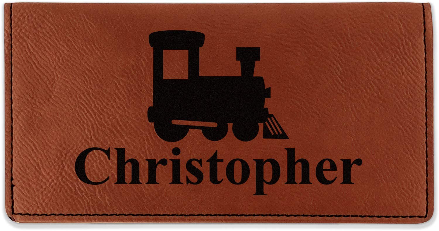 RNK Shops Personalized Trains Leatherette Checkbook Holder - Single Sided