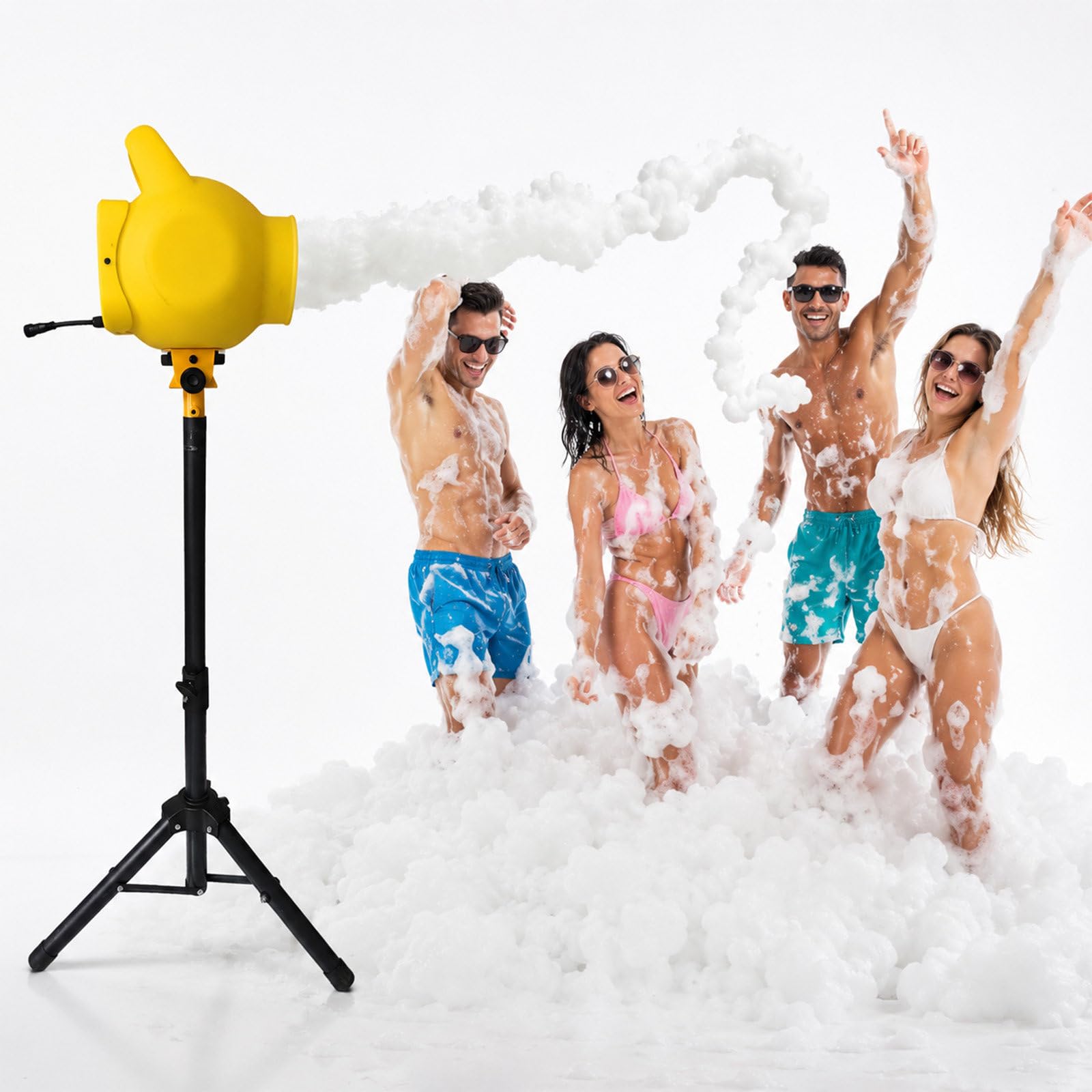 QJJML Party Foam Cannon,Professional Foam Machine 200W Jet Bubble Machine-Adjustable Angle+5-7m Spray Distance+4 Play Modes, with Tripod & Pump & 20L Bucket, for Events Carnivals Party Rentals