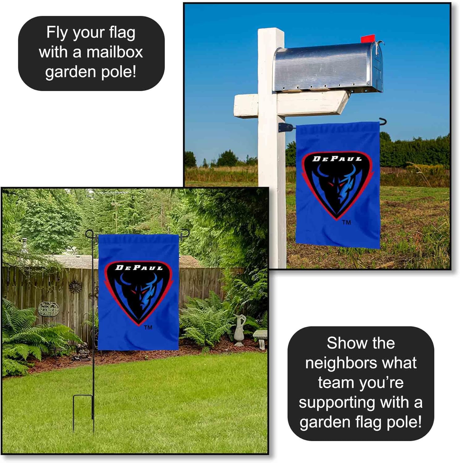 DePaul Blue Demons Blue Garden Flag - Image 4