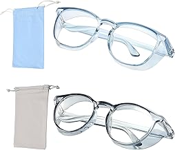 OT-NVWOZR - Gafas protectoras antiniebla, 2 bolsillos de almacenamiento, elegantes, antiluz azul, antipolvo, UV, para trabajo, laboratorio, cirujano, mujeres y hombres, color gris y azul