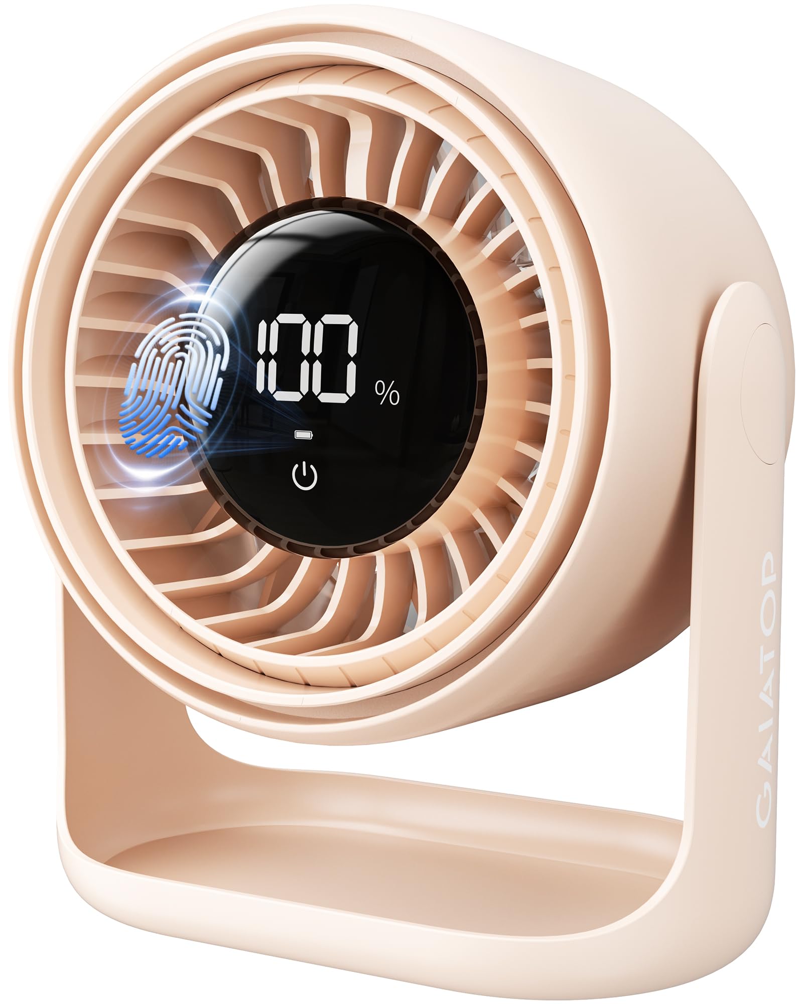 Gaiatop Gaiatop Desk Fan with Touch Control, 5 Speeds Ultra Quiet Bedroom Fan with LED Display, 90° Tilt, 7.7 Inch USB-C Rechargeable Desktop Fan for Dorm Office Room Home Office, Pink