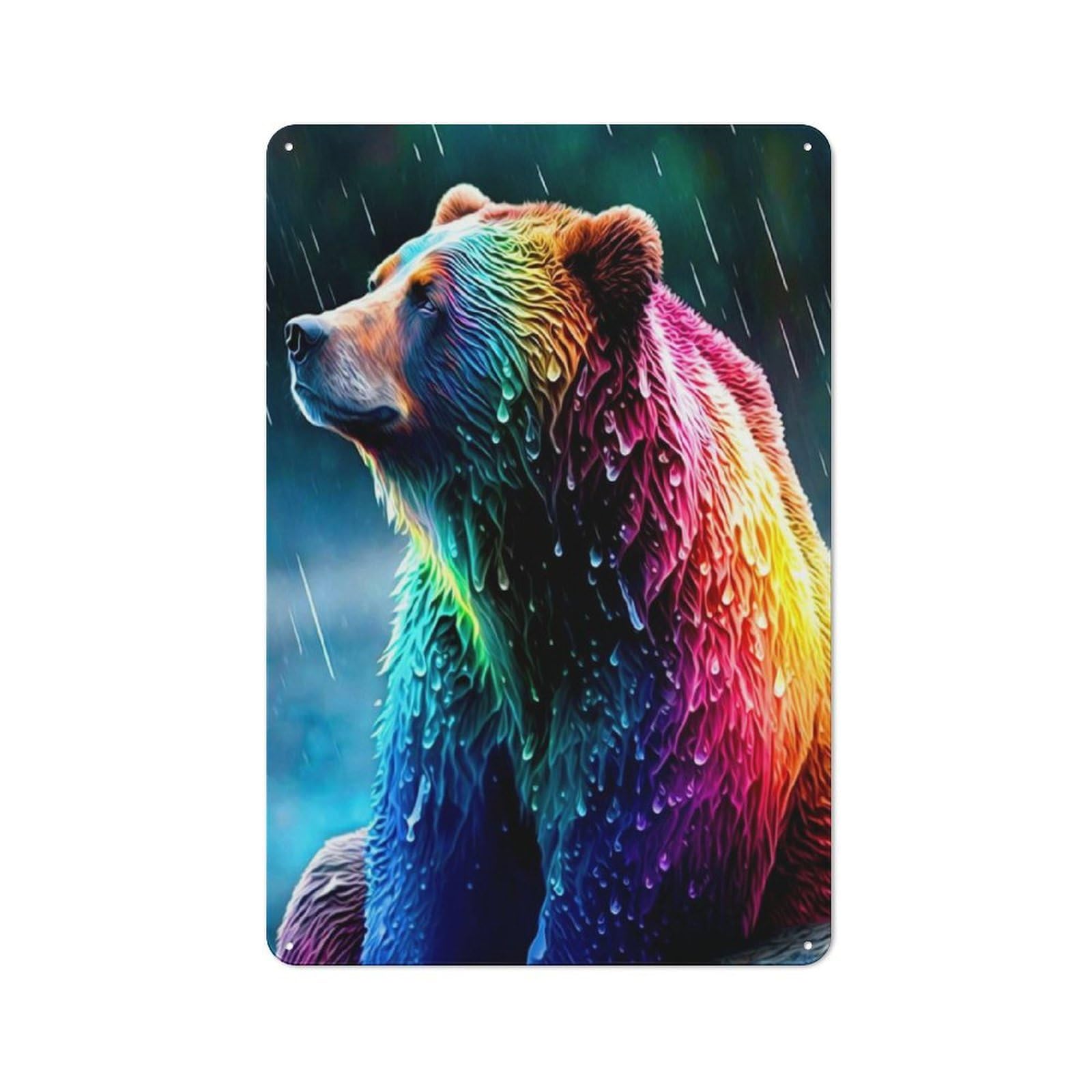 Junmoney Style-1 Vintage Tin Sign 30X20cm With Bear For Dining Room Or Kitchen, For Autumn Interiors With Vintage Character