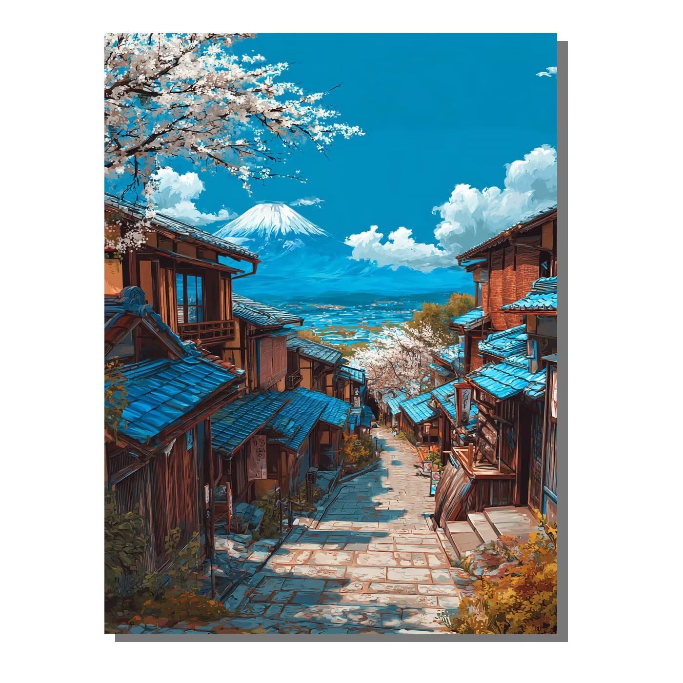 Landschaft Japan Malen Nach Zahlen Erwachsene, Paint by Numbers Adult Anfänger Kreativ Set für, Heimwerk Malen Nach Zahlen Kinder, Pinsel und 36 Acrylfarbe Als, für Deko Wohnzimmer 60 x 80 cm BJHWK153