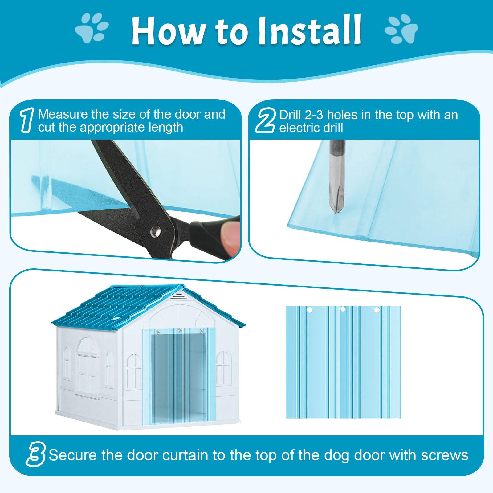 TUAKIMCE 330cm Transparent Dog Door Flap: Plastic Vinyl Replacement Strips for House Kennel or Cat DIY Projects, 7.1 in x 10.8 ft - Image 4