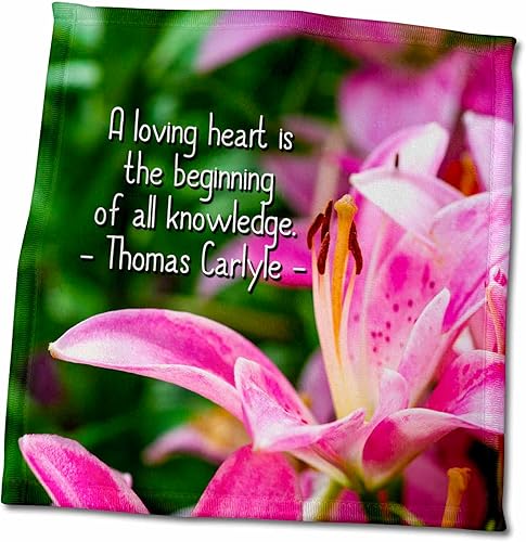 3dRose Thomas Carlyle Quote A Loving Heart is The Beginning of All Knowledge - Towels (twl-303447-3) disponible en Yaxa Peru
