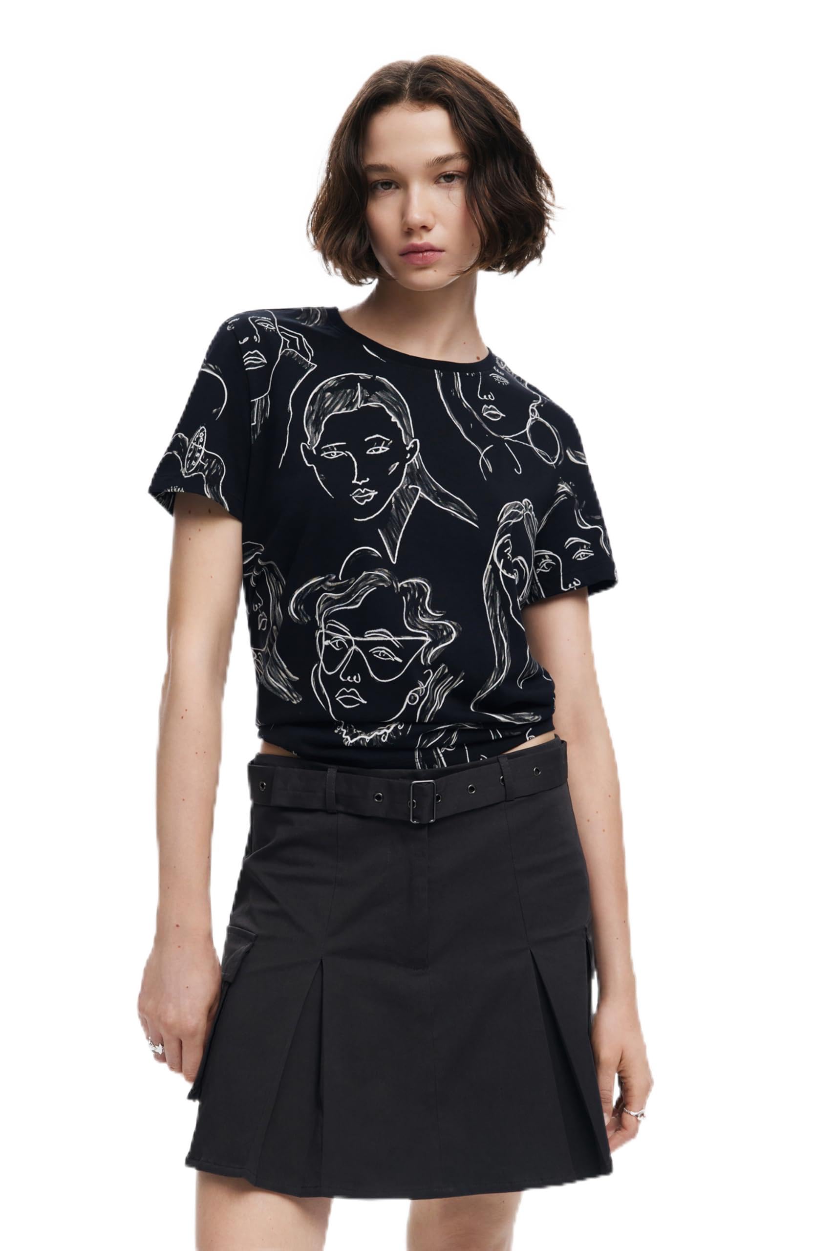 Desigual TS_Caras, 2000 Negro, XXL, Negro, XXL