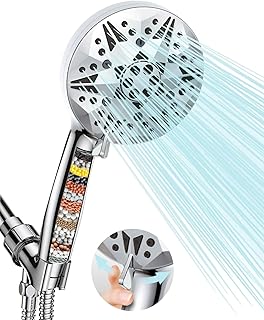 Filtered Shower head, 10 Modes High Pressure Showerhead with 15 Stage Filters, Detachable Handheld Shower Head with 79’’ Hose, Water Softener Shower Head for Hard Water Remove Harmful Substance