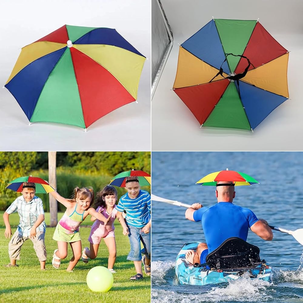 Cappello Con Ombrello Integrato - 3 Pezzi Pieghevoli, Diametro 50cm, Protezione UV Per Spiaggia, Pesca E Ciclismo - Foto 2