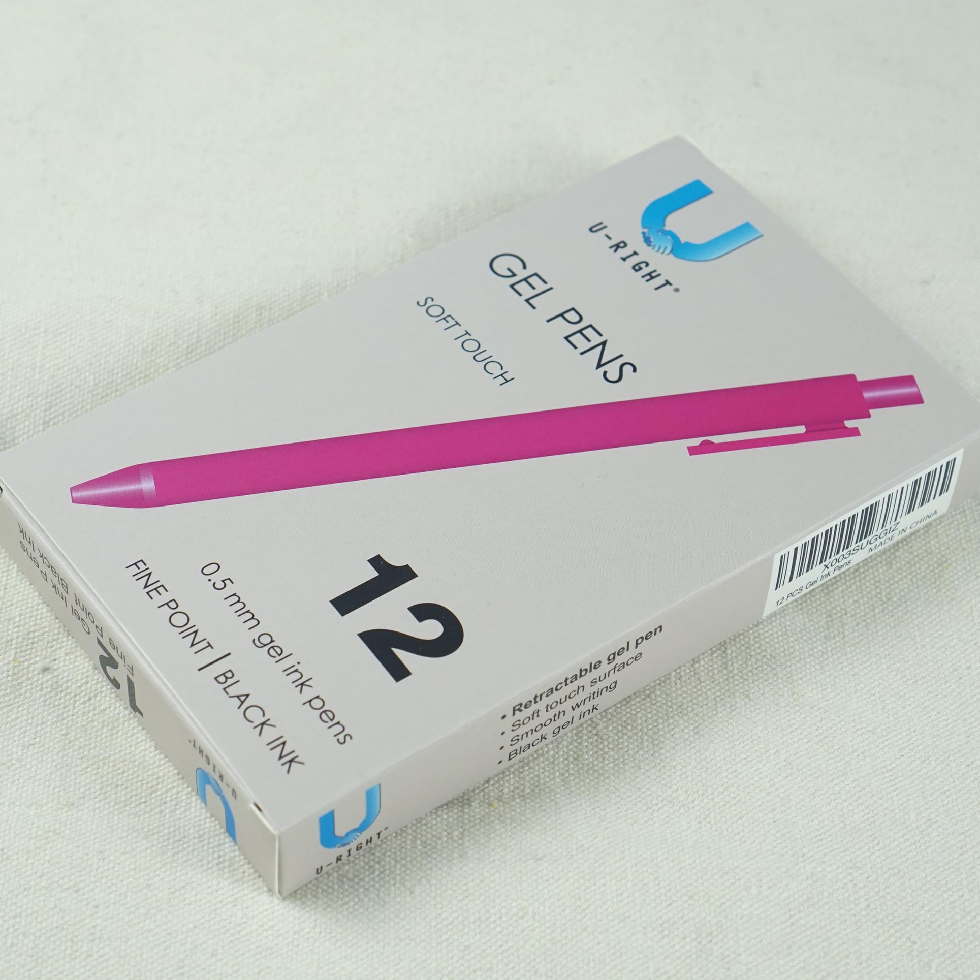 U-RIGHT 12 bolígrafos de tinta de gel rosa, tinta negra
