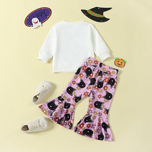 Miniatura 8 de Disfraz de Halloween para bebé niña pequeña, sudadera con cuello redondo y pantalones acampanados, para otoño