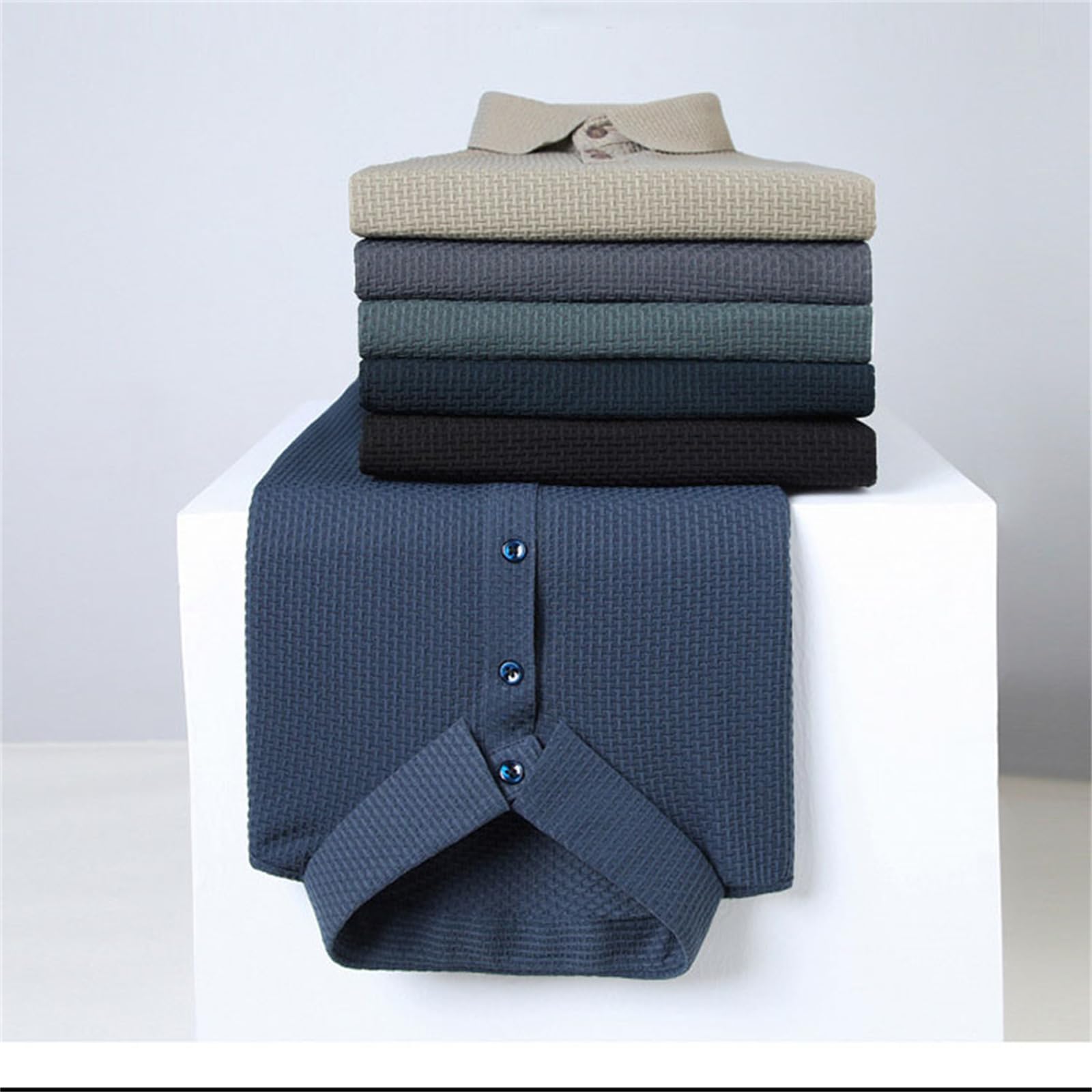 Flexpolo, polo da uomo in seta ghiacciata, traspirante, ricamata, classica, business, anti-pieghe, polo casual alla moda