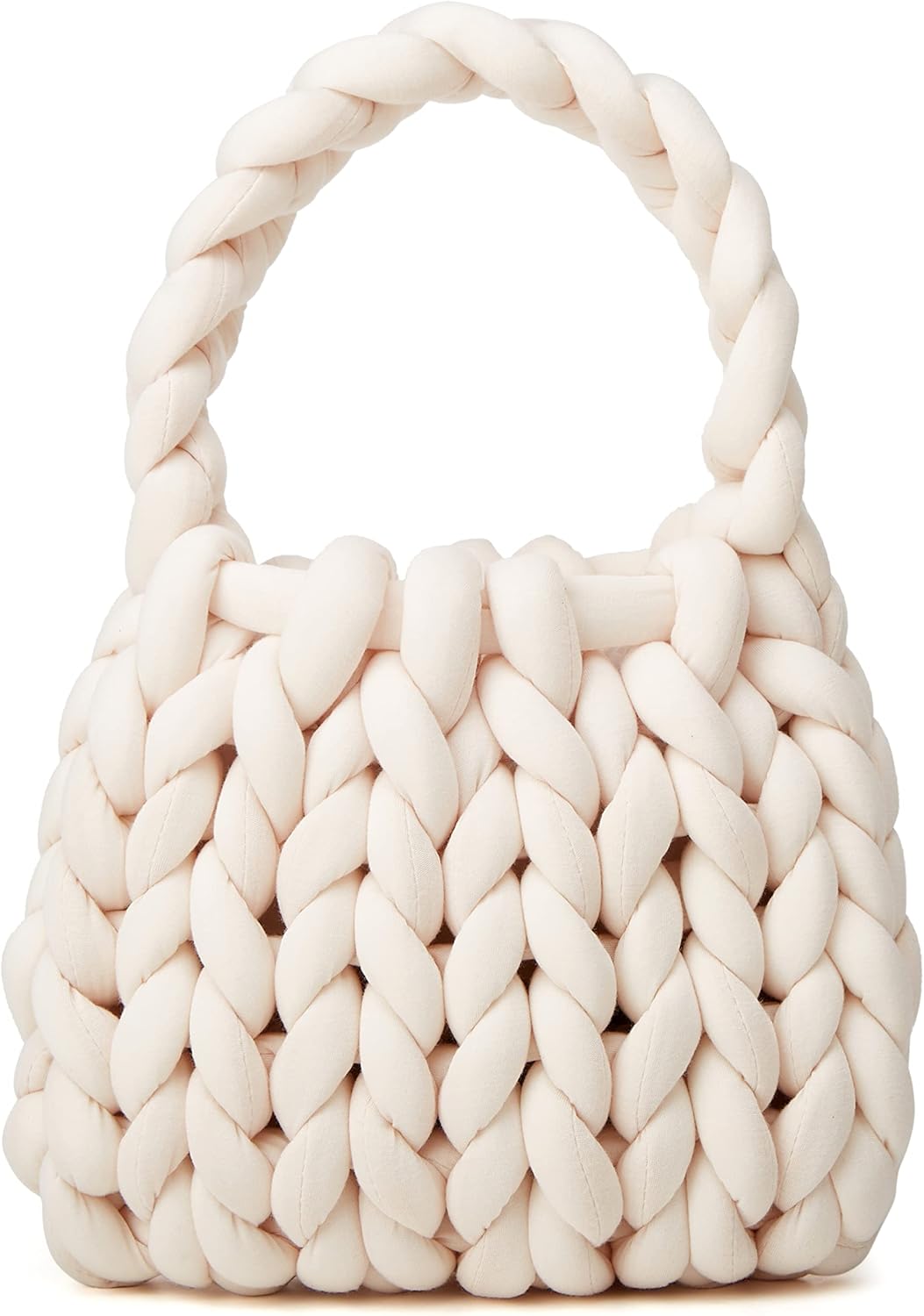 Women's Knit Clutch Bag Handmade Woven Polyeater Knit Satchel Purse Handbag Shoulder Solid Color Bag