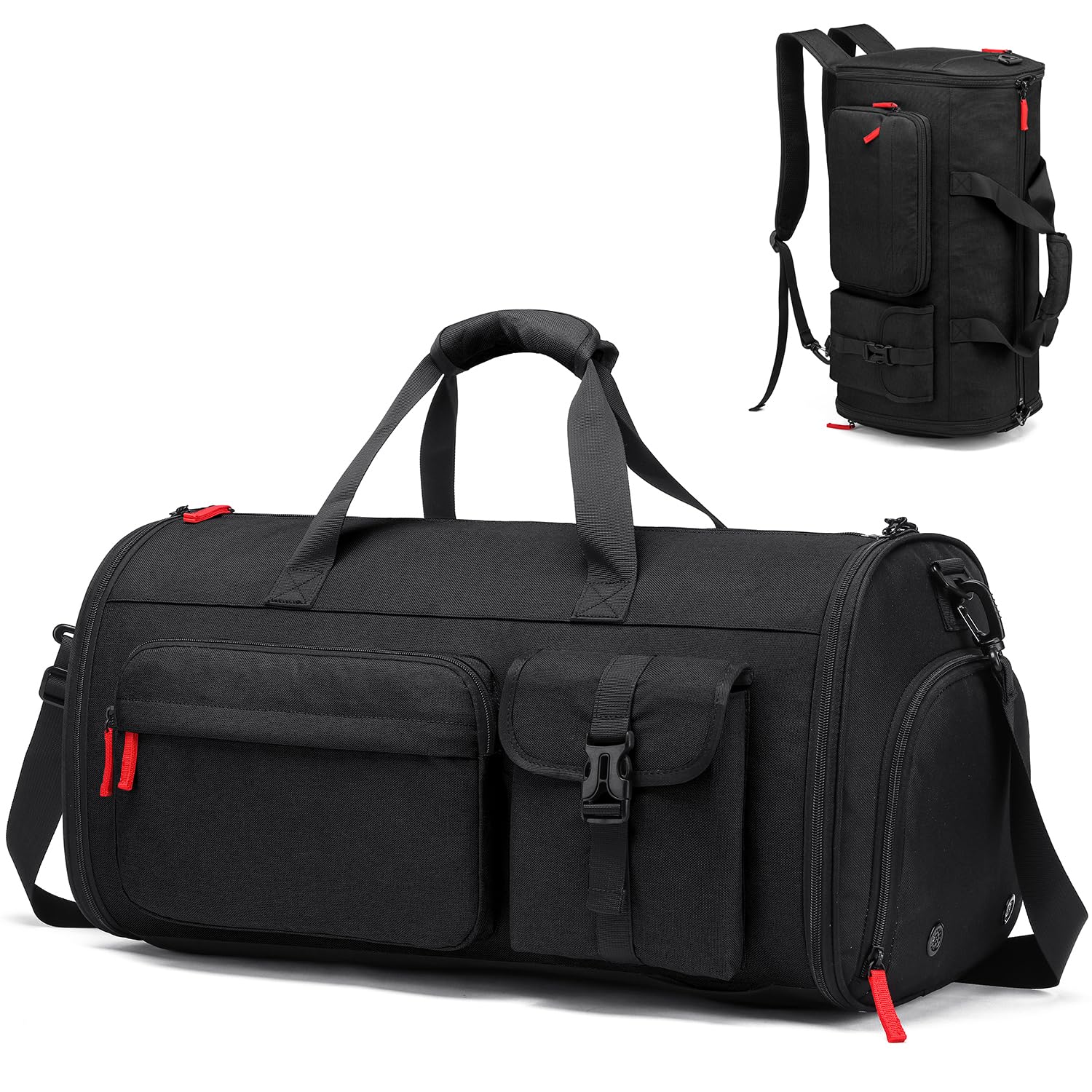 Lyweem53L Travel Garment Duffle Bag Backpack for Men, Convertible Carry on Suit Carrier Bag with Shoes Compartment, 3 in 1 Large Suit Travel Bag Luggage Garment Weekend Bags for Women, Black