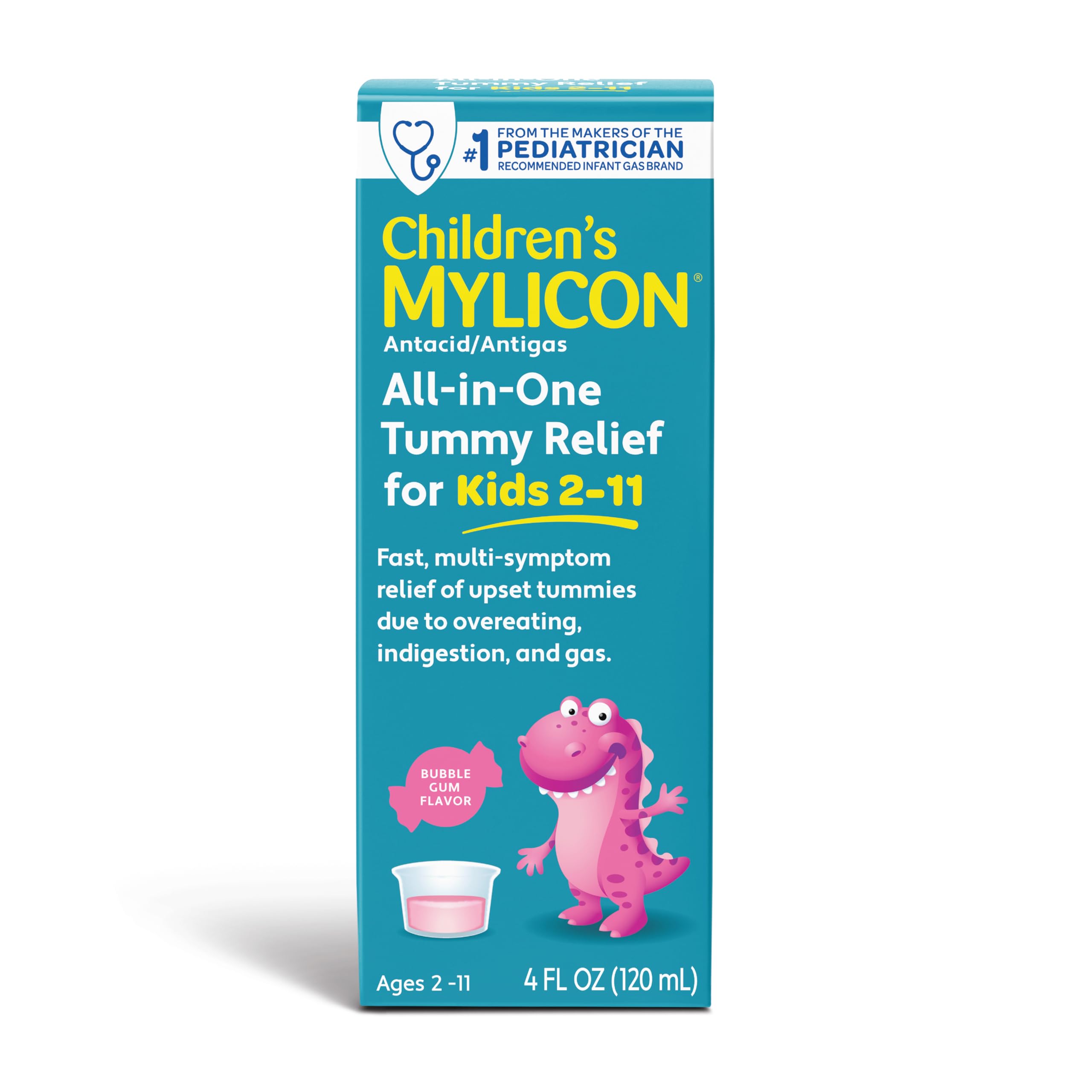 Children's Mylicon All-in-One Tummy Relief Liquid For Indigestion for Kids, Bubble Gum Flavor, 4oz