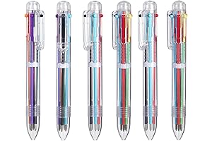 EEOYU Multicolor Pens 6 in 1 Retractable Ballpoint Pen