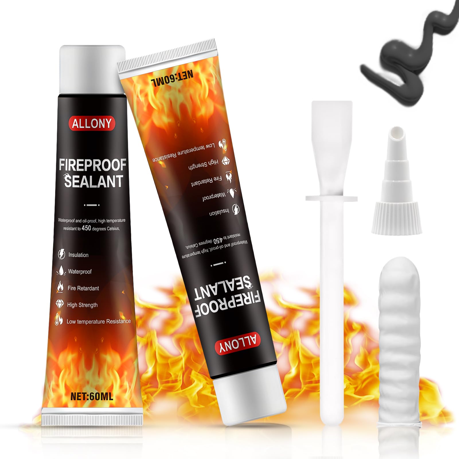 Silicone Nero Alte Temperature 120ml per Auto, Caminetti, Stufe, Forni
