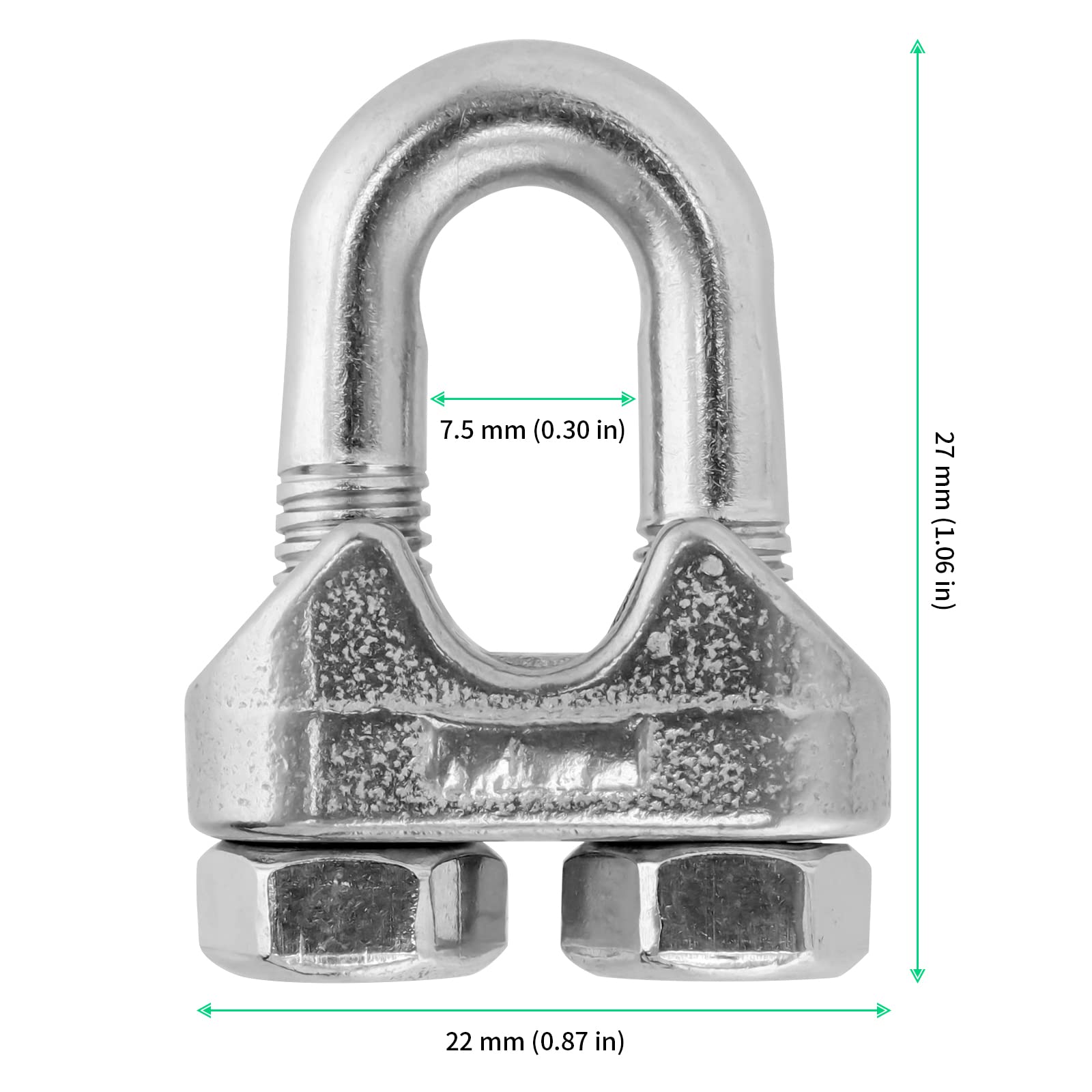 M6 1/4 Inch U-bolt Cable Clamps For Rigging 20 Pcs M6 Steel Wire Rope Clips - 1/4" U-Bolt Cable Clamps For Rigging, Guardrails, & Tents | Zinc Plated For Rust Resistance Finisher
