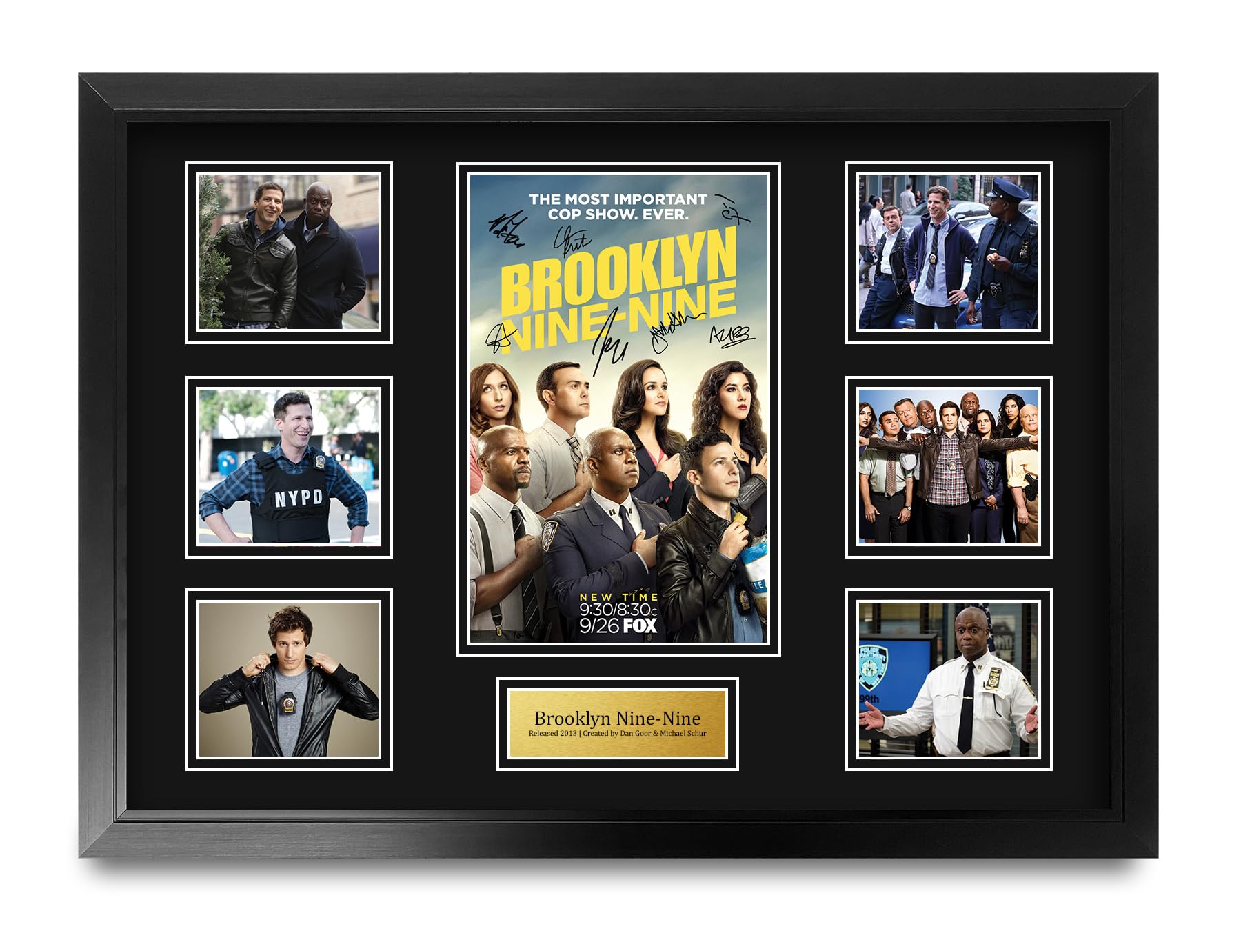 HWC Trading FR A2 Brooklyn Nine-Nine Gifts Printed Signed Autograph Presentation Photo Montage Display for TV Show Fans - A2 Framed