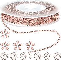 Vista 1 de Jishi 33ft Link Cable Chain Roll 2mm, Rose Gold Chain for Jewelry Making Necklace Earring Bracelet DIY Craft Jewelry Making Findings Supplies, Rose