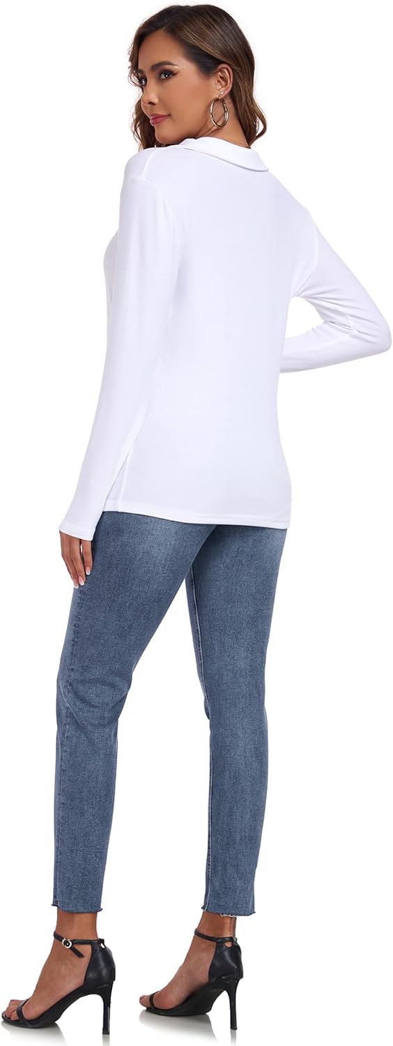 Malist Women’s Long Sleeve Ribbed Half-Zip Turtleneck Top with Lightweight Dual-Sided Fleece - Image 5