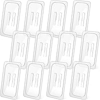 Vista 1 de 12 tapas de sartén de alimentos de tamaño 1/3 de policarbonato con mango universal con muescas para bandeja de alimentos con muescas cubiertas