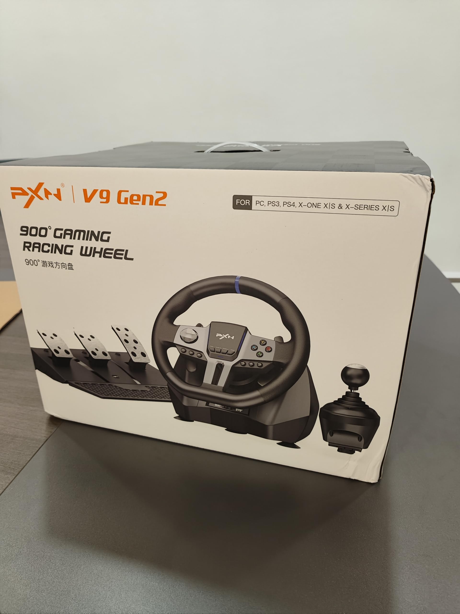 PXN V9 Gen2 - Volante de carreras con vibración de 270°/900° con cambio y pedal para PS4, PC, PS3, Xbox Series X|S, Xbox One