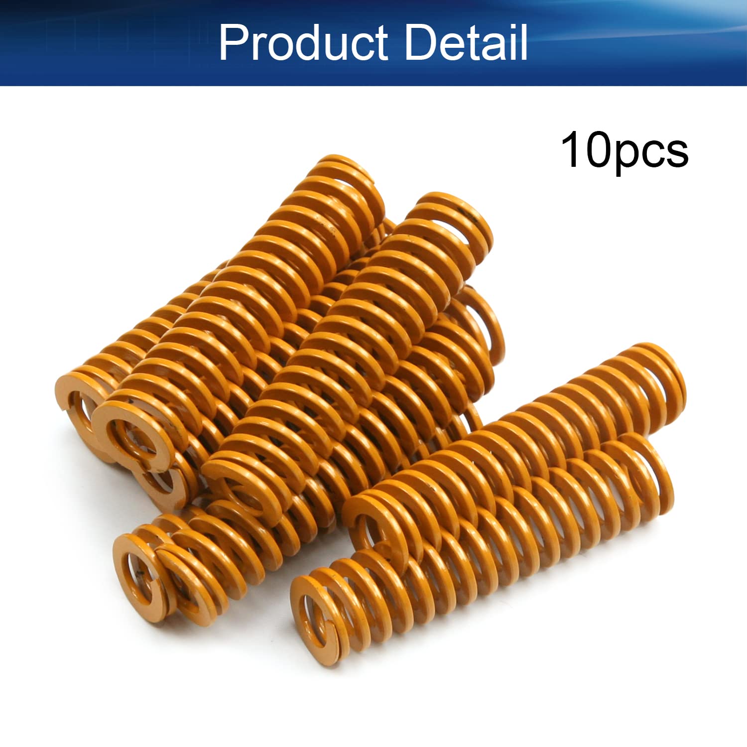 Compression Spring, 12mm OD 6mm ID 50mm Long Spiral Stamping Light Load Compression Mould Die Spring for 3D Printer Accessories Mechanical Equipment Yellow Tone 10pcs