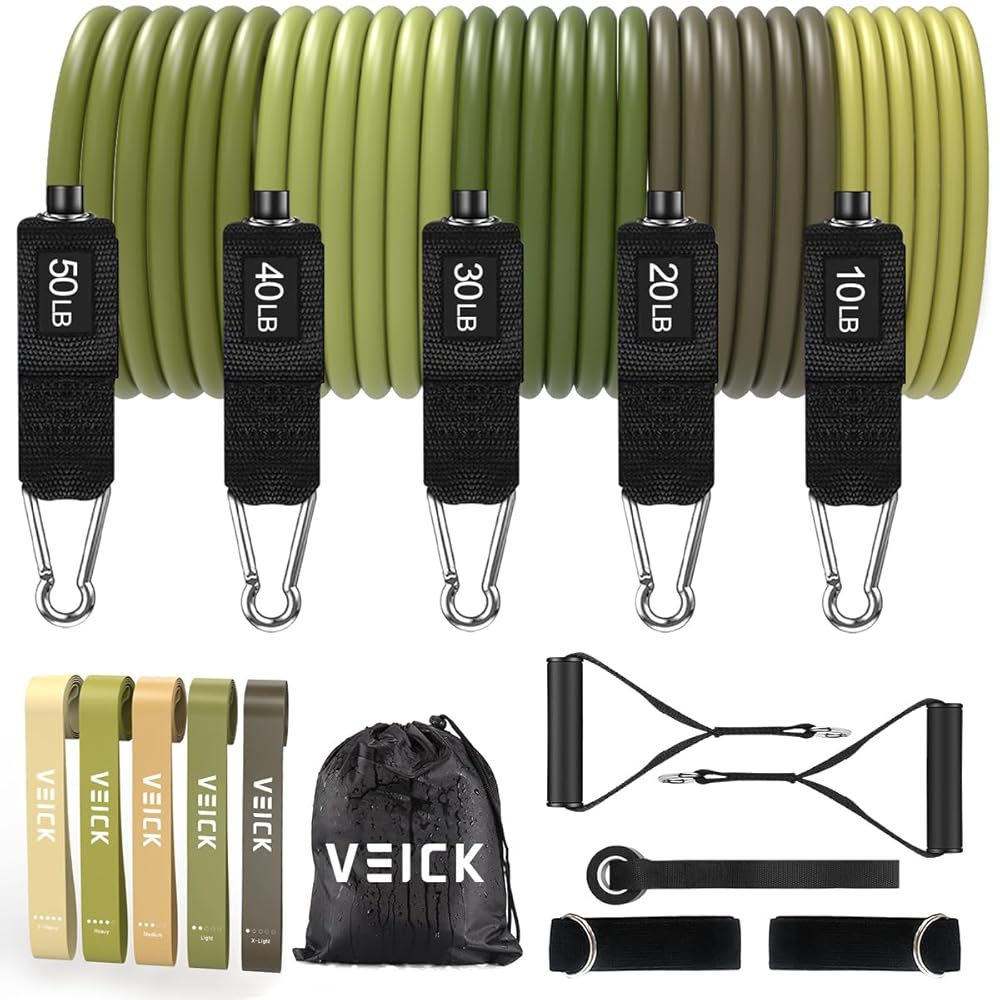 VEICK Resistance Bands, Exercise Bands, Workout Bands, Resistance Bands for Working Out with Handles for Men and Women, Exercising Bands for Fitness Weights Work Out at Home