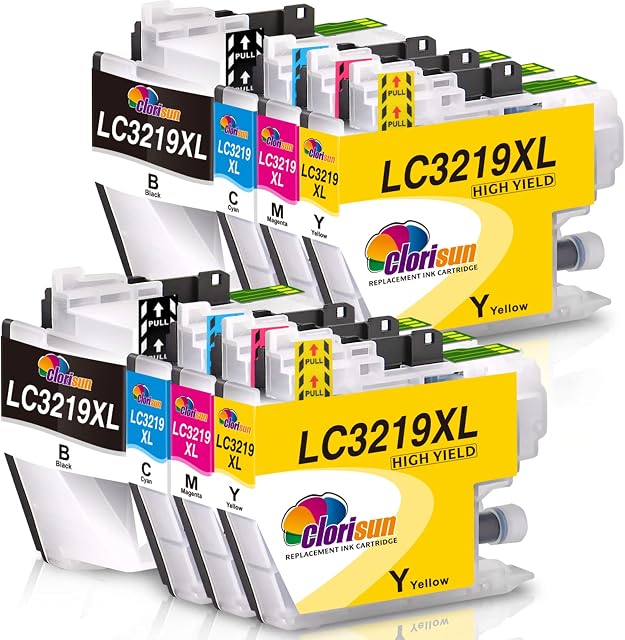 Clorisun LC3219XL LC3217 Ink Cartridges for Brother LC3219 LC3217 XL 3219XL Ink Cartridges Multipack for Brother MFC J5330DW J6930DW J6530DW J5335DW J5730DW J5930DW J6935DW Printer (8 Pack)