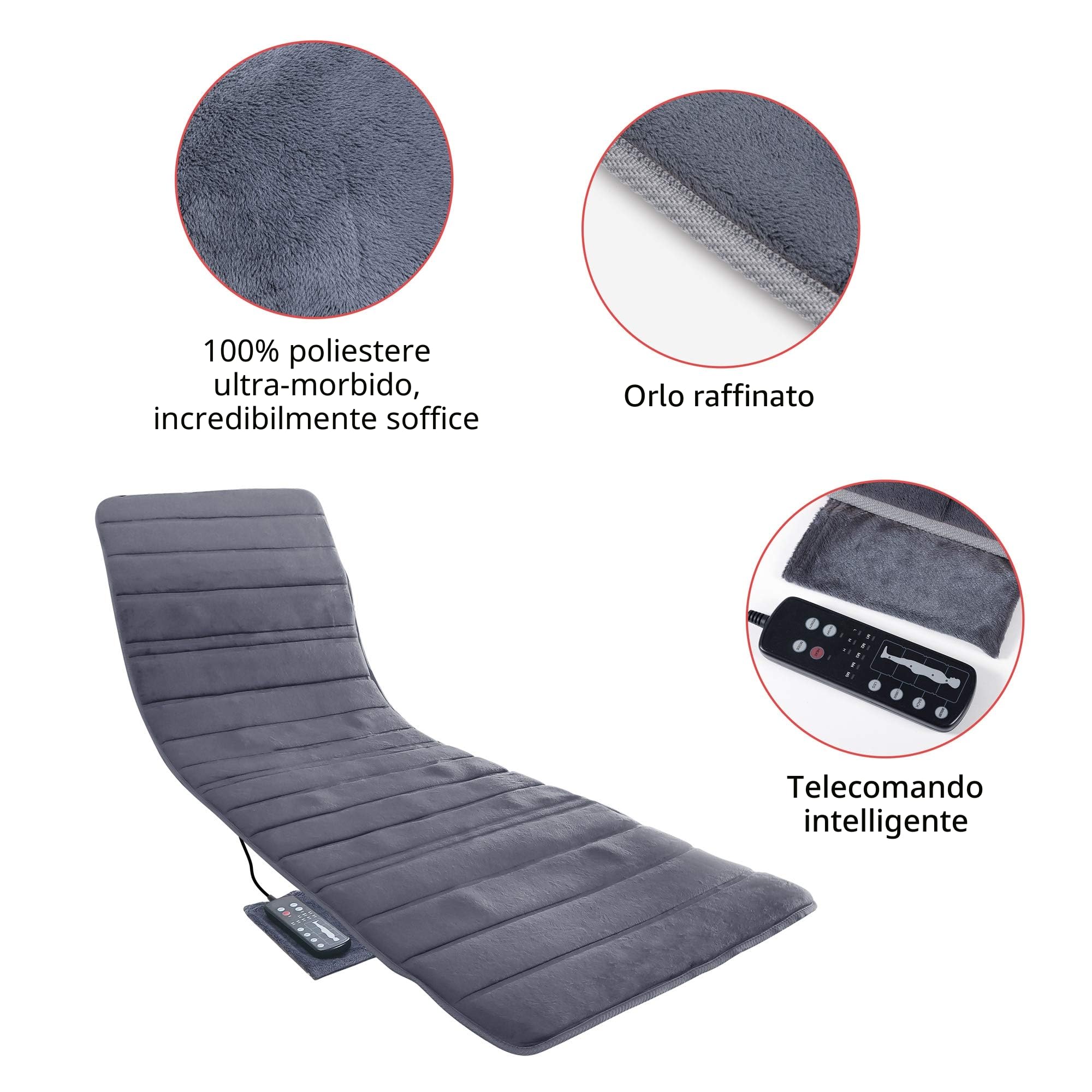 COMFIER Materassino Massaggiante con Calore - Tappetino Massaggiante Elettrico con 10 Motori a Vibrazione e 2 Cuscinetti Riscaldanti, Seduta Massaggiante per Alleviare il Mal di Schiena